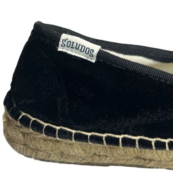 Soludos - Women’s Espadrilles, ‘The Smoking Slipper’ Velvet, Flat - Black Size 8 - Picture 11 of 16